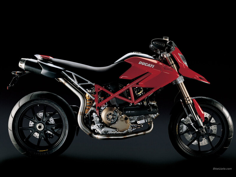Red Ducati Motorcycle — Dramatic, Black