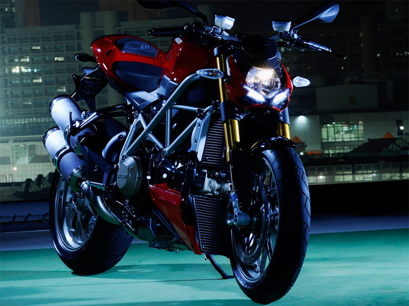 Red Ducati Motorcycle — Dramatic, Night, Photograph