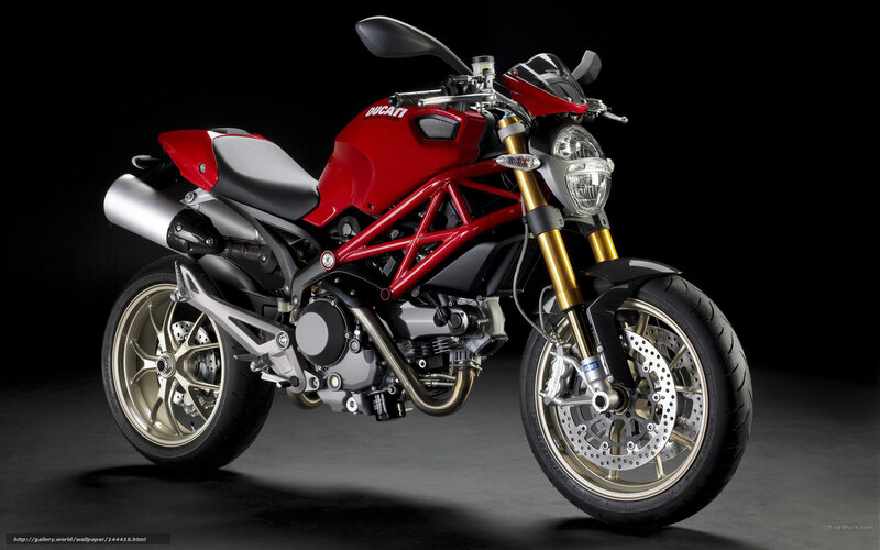 Red Ducati Motorcycle — Dramatic, Photograph, Exhaust Pipe, Gold Forks