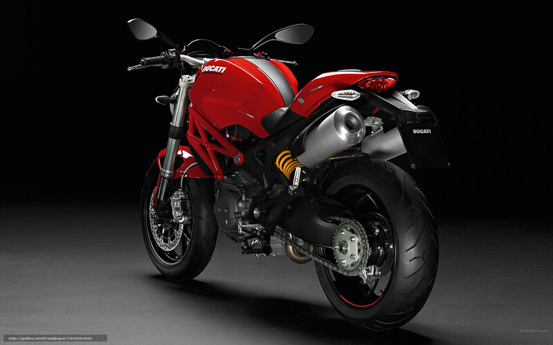 Red Ducati Motorcycle — Dramatic, Photograph, Exhaust Pipe, Rear Wheel