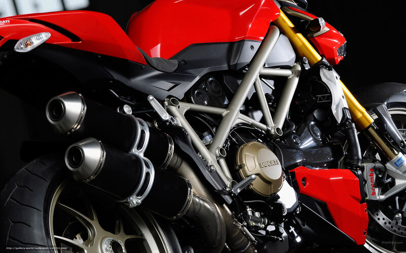 Red Ducati Motorcycle — Dramatic, Photograph, Exhaust Pipes, Engine