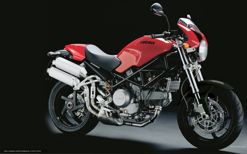 Red Ducati Motorcycle — Dramatic, Photograph, Exhaust Pipes, Headlight