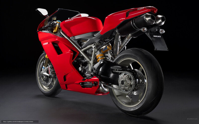 Red Ducati Motorcycle — Dramatic, Photograph, Exhaust Pipes, Rear Wheel, Engine