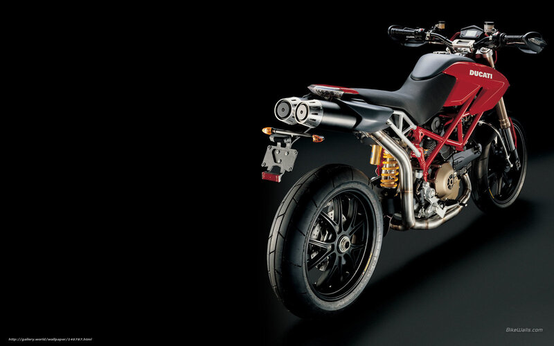 Red Ducati Motorcycle — Dramatic, Photograph, Exhaust Pipes, Yellow Suspension
