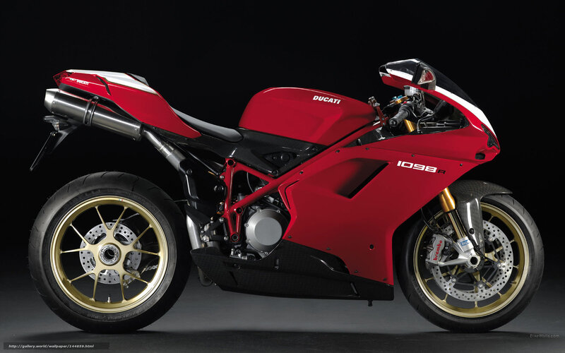Red Ducati Motorcycle — Dramatic, Photograph, Gold Wheels