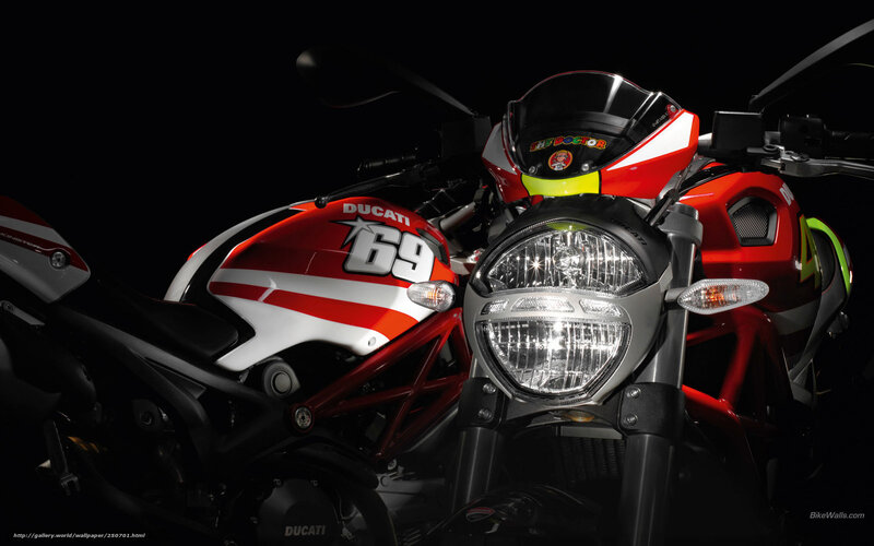 Red Ducati Motorcycle — Dramatic, Photograph, Headlight, Number 69