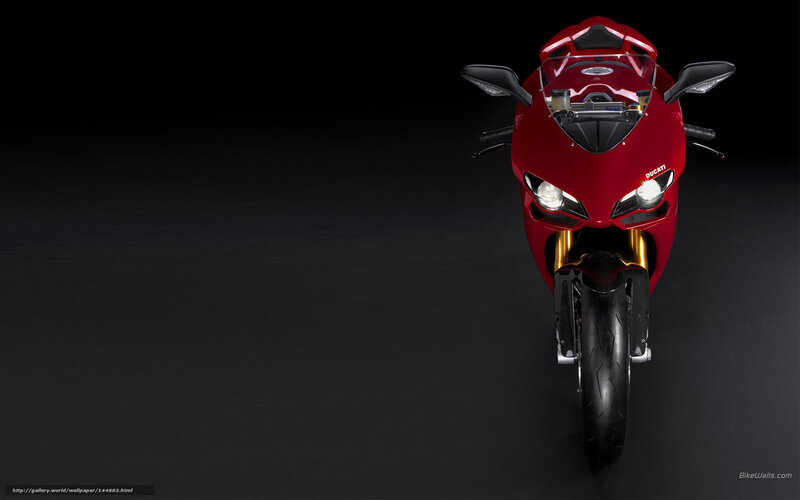 Red Ducati Motorcycle — Dramatic, Photograph, Headlights, Windshield, Handlebars