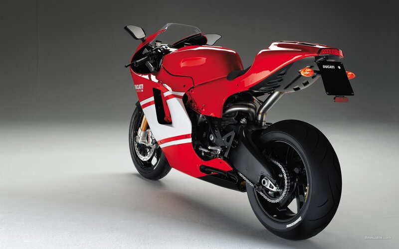 Red Ducati Motorcycle — Dramatic, Photograph, Rear Wheel