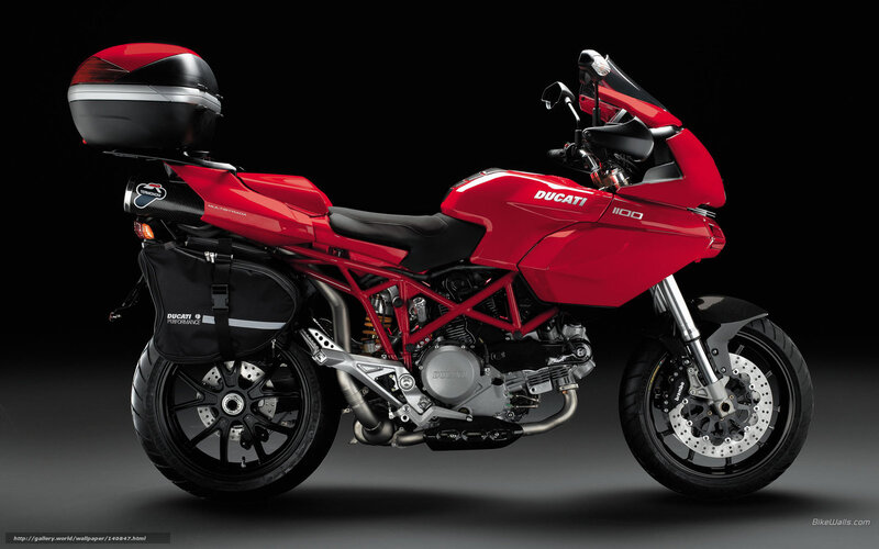 Red Ducati Motorcycle — Dramatic, Photograph, Saddlebags