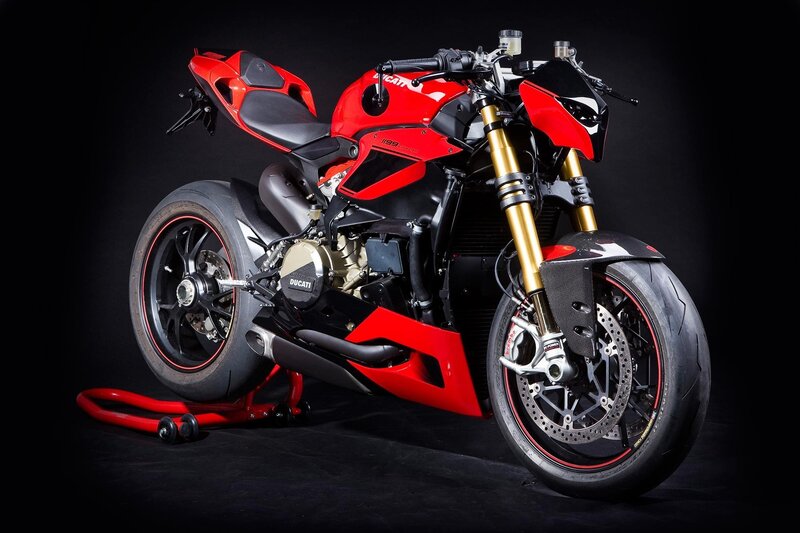 Red Ducati Motorcycle — Dramatic, Photograph, Stand