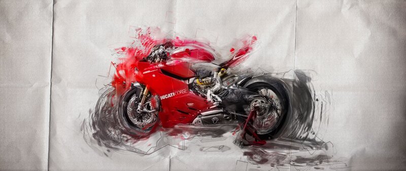 Red Ducati Motorcycle — Dynamic