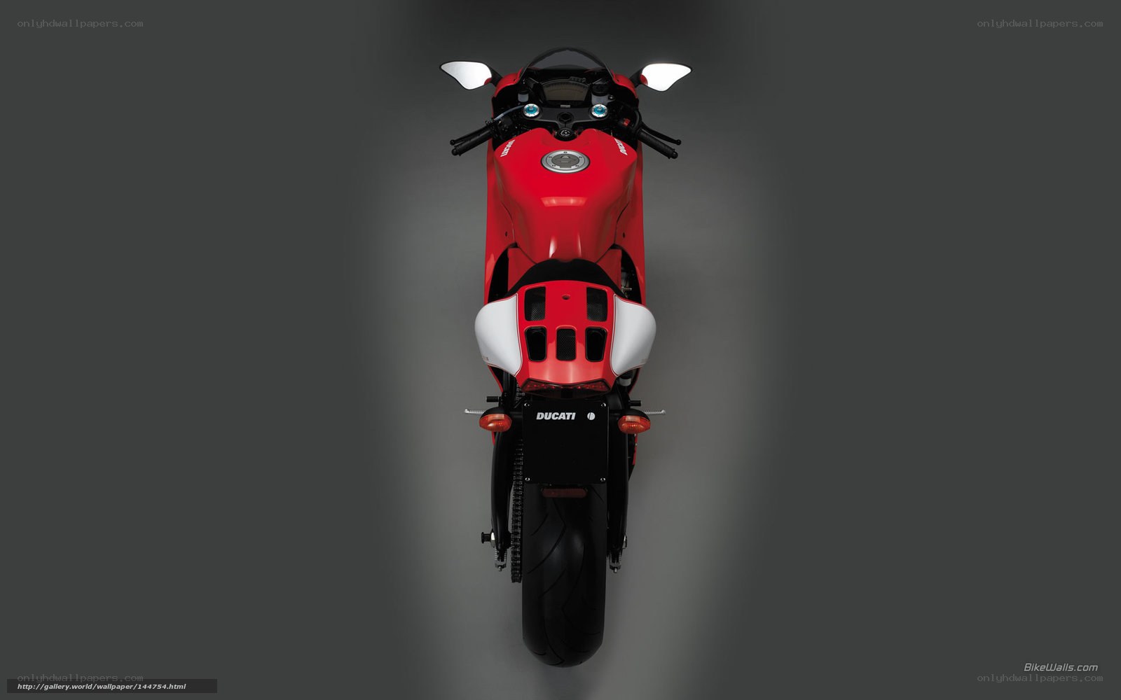 Red Ducati motorcycle from above