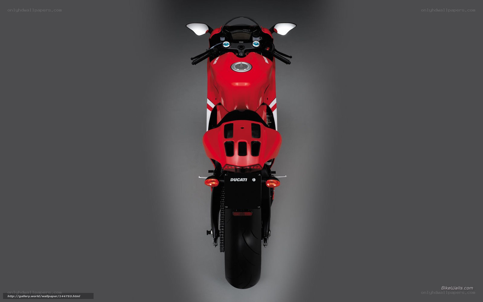Red Ducati motorcycle from above