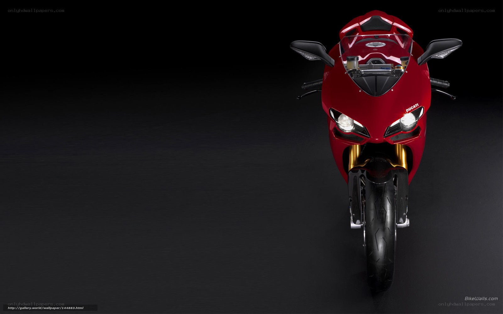 Red Ducati motorcycle front view