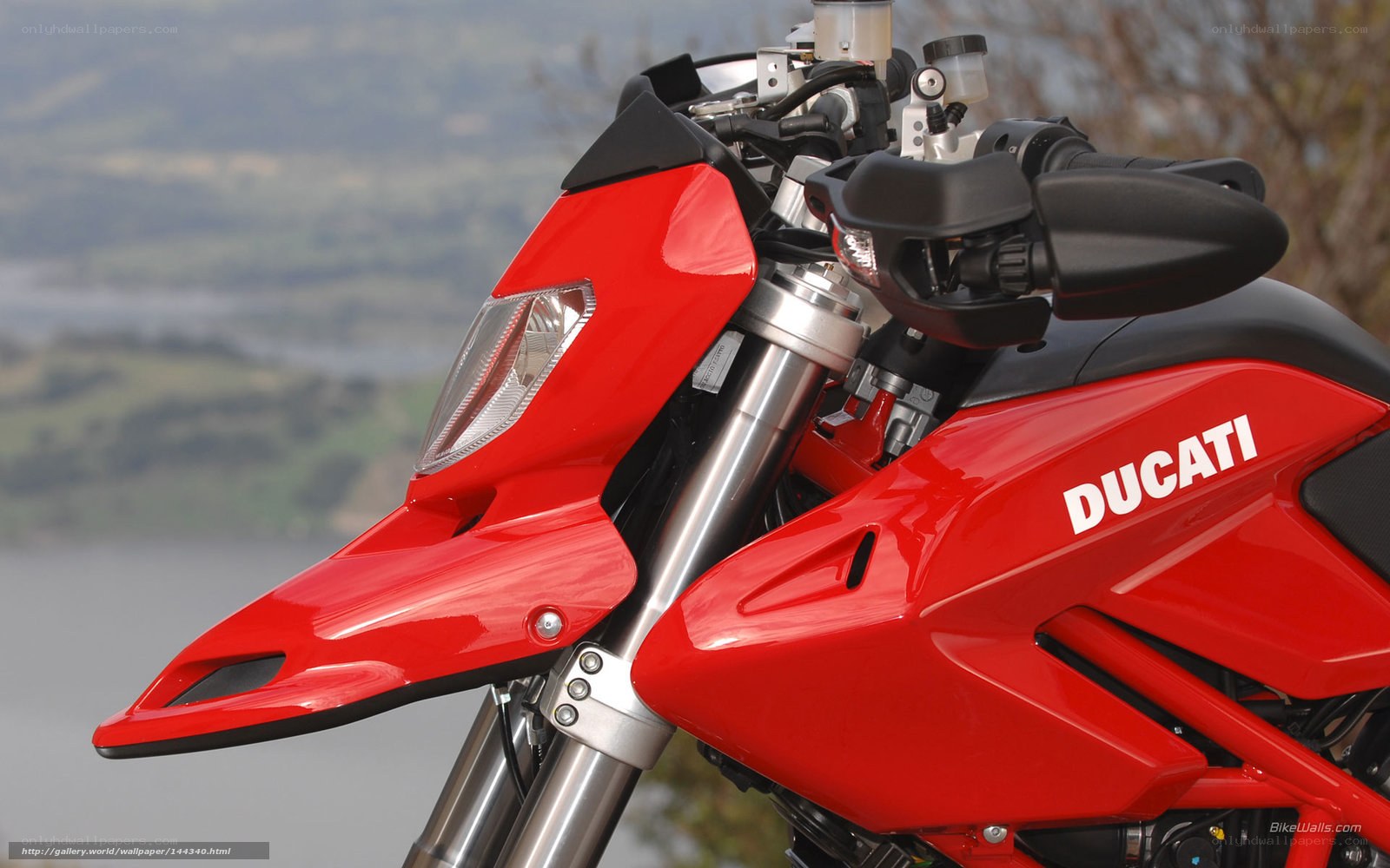 Red Ducati motorcycle front view