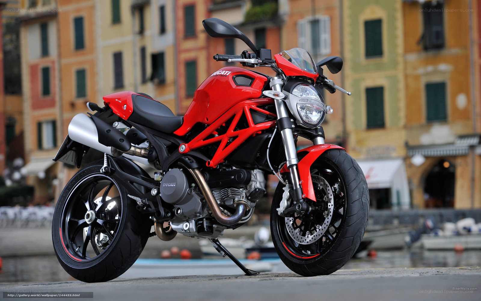 Red Ducati motorcycle in city