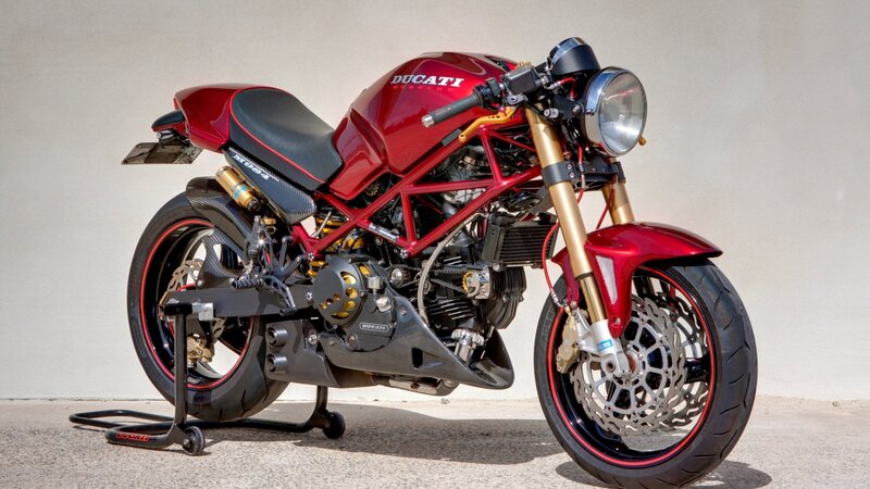 Red Ducati Motorcycle — Neutral, Afternoon, Photograph, Headlight