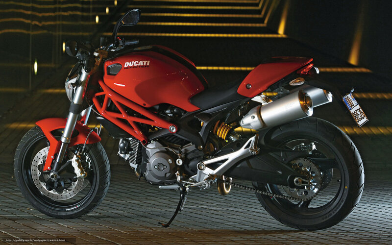 Red Ducati motorcycle on display