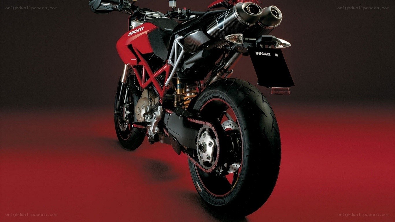 Red Ducati motorcycle rear view