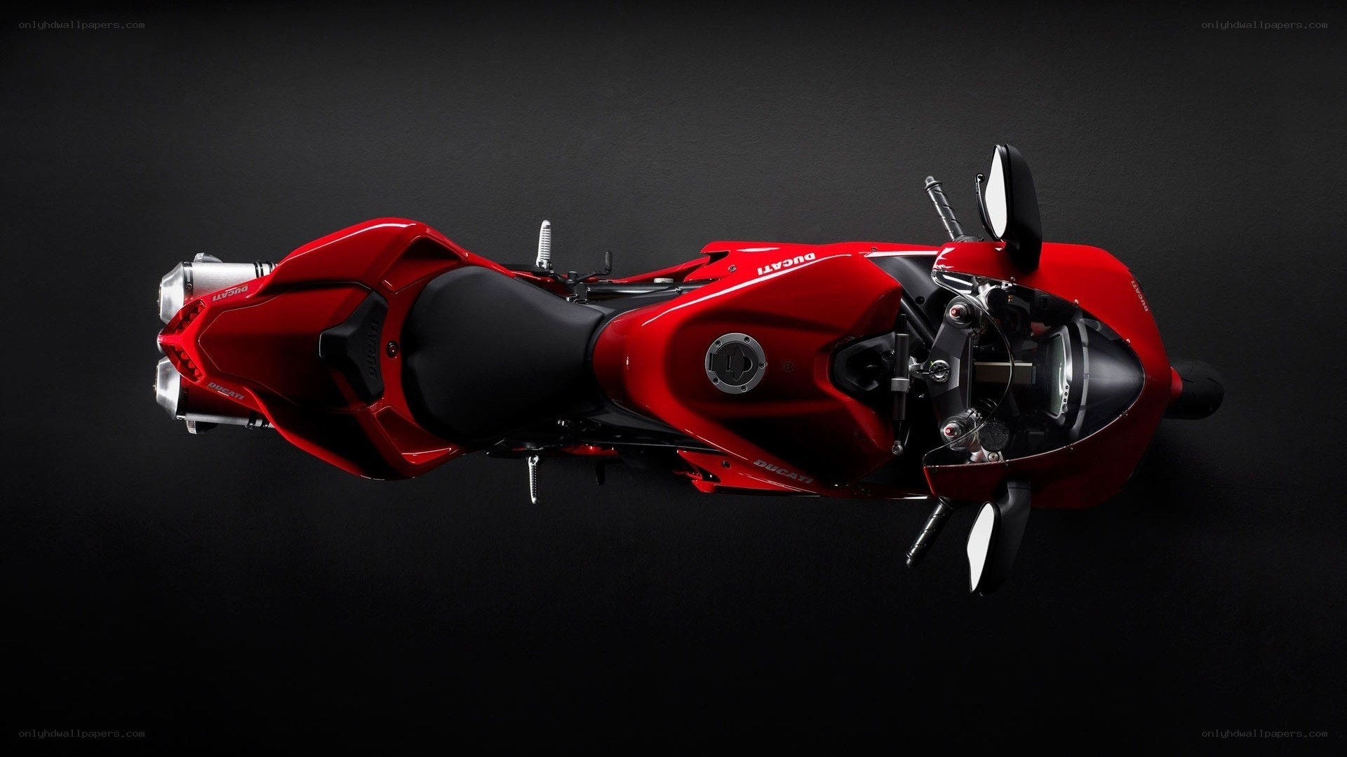 Red Ducati motorcycle top view