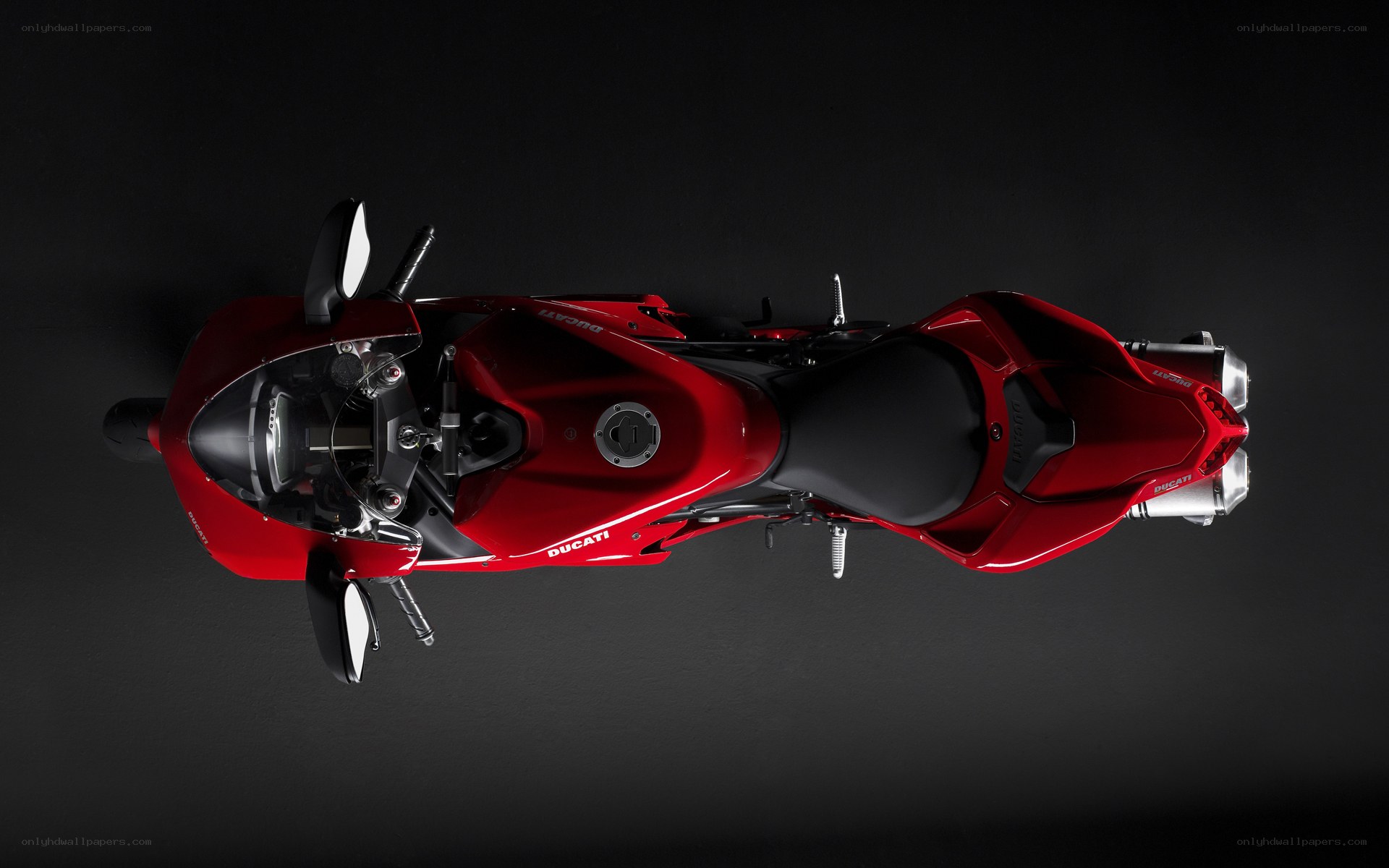 Red Ducati motorcycle top view