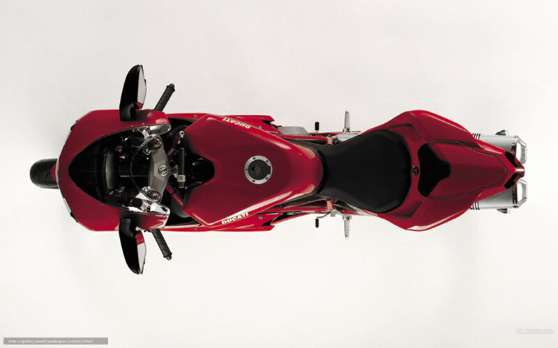 Red Ducati motorcycle top view