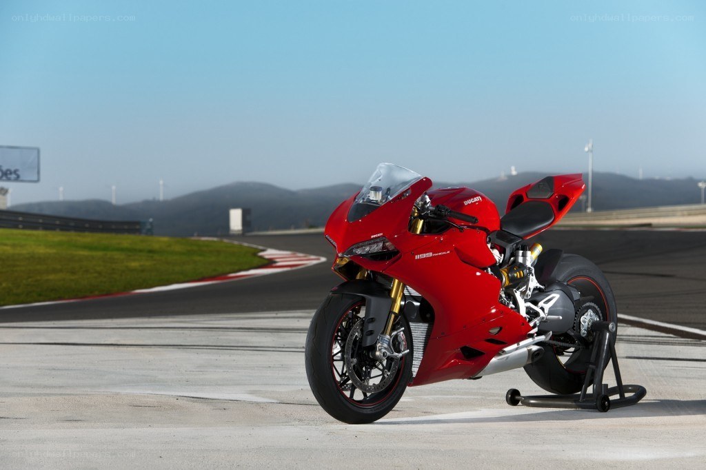 Red Ducati Panigale on racetrack
