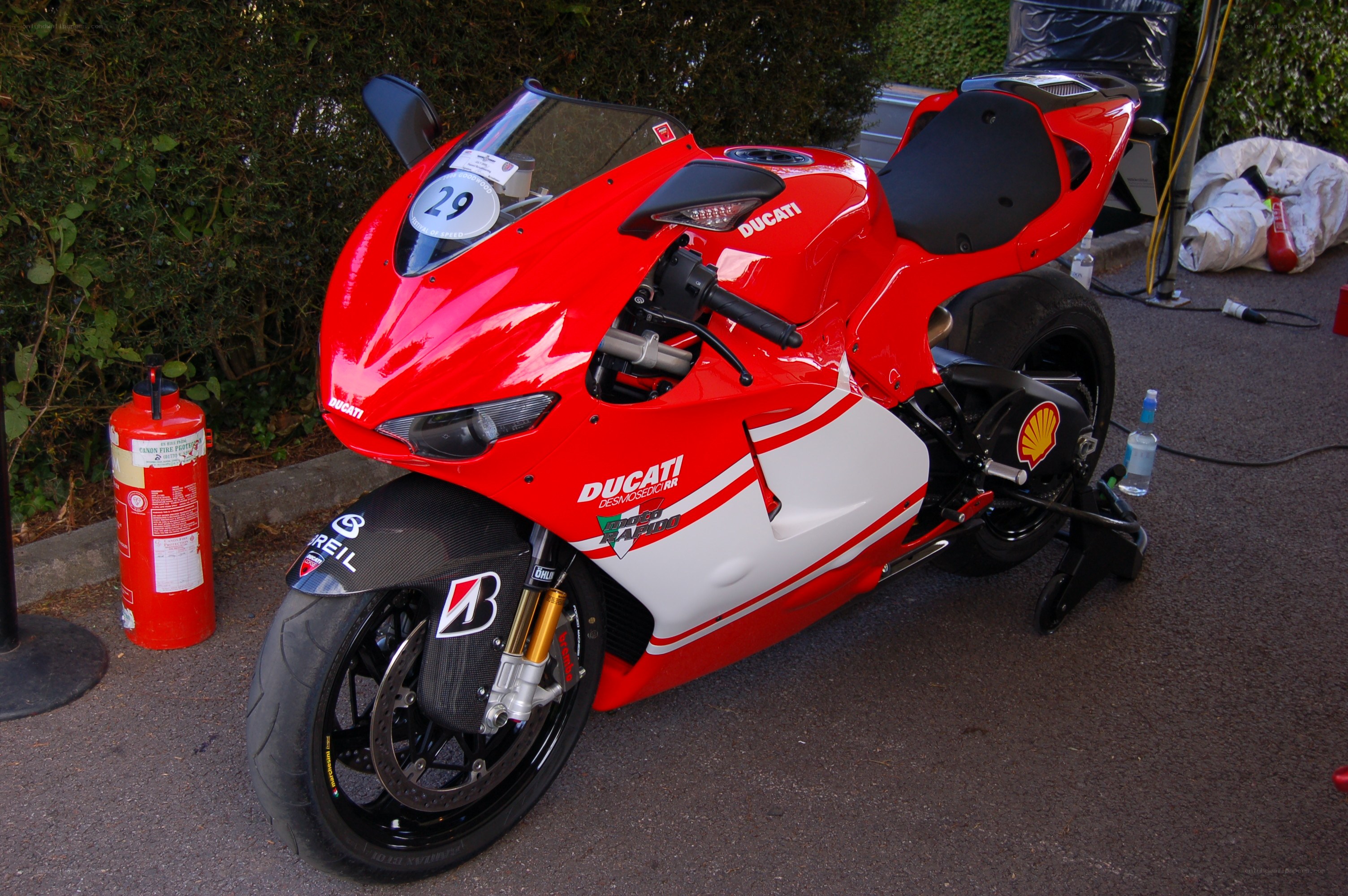 Red Ducati racing motorcycle