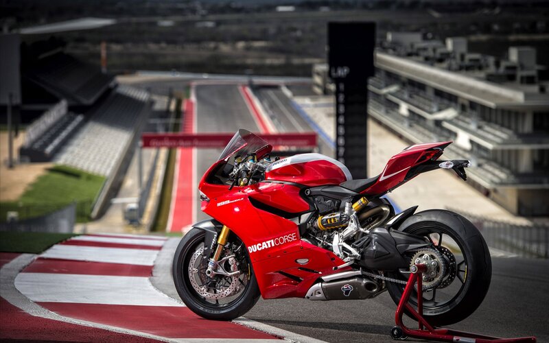 Red Ducati Sportbike — Dramatic, Afternoon
