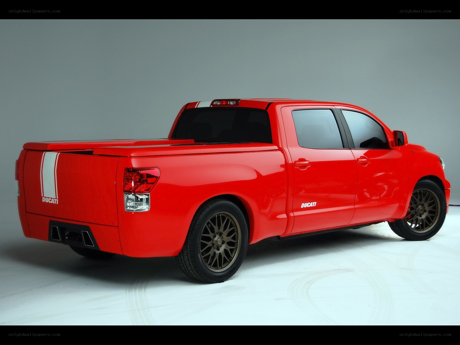 Red Ducati-themed pickup truck