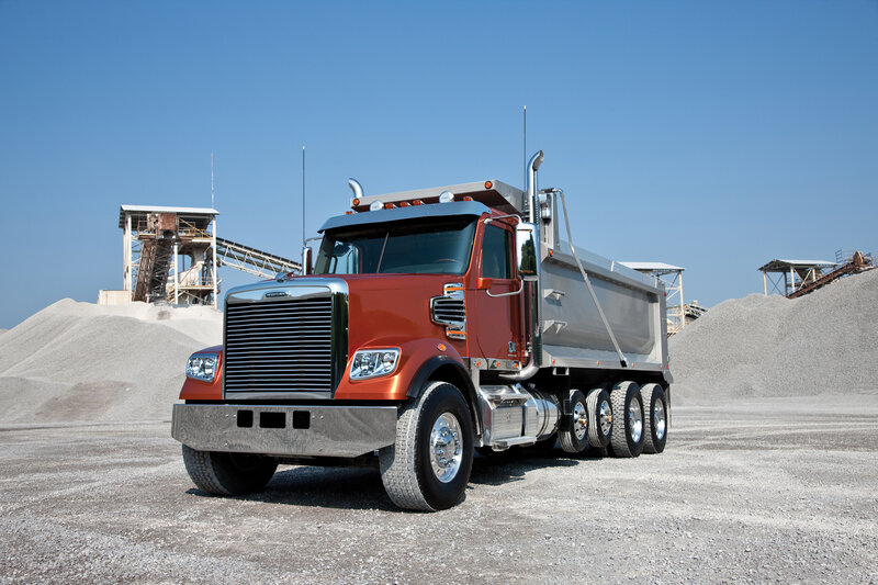 Red Dump Truck — Industrial, Afternoon, Photograph, Gravel Piles
