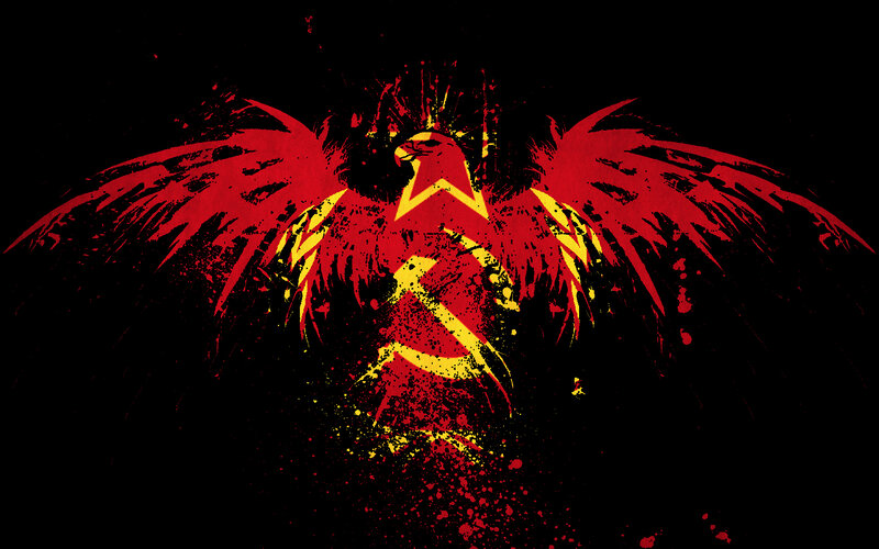 Red eagle with hammer and sickle