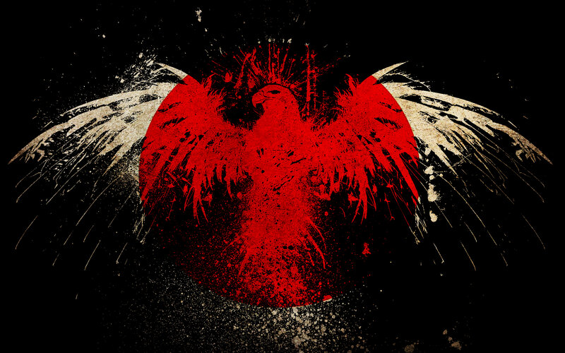 red eagle with wings spread