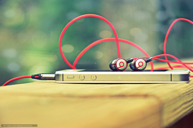 Red Earbuds on Phone