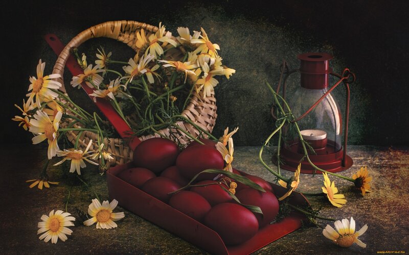 Red Eggs and Daisies