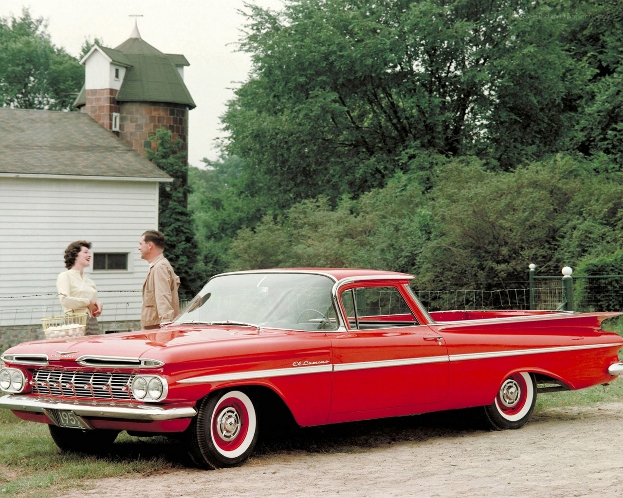 Red El Camino pickup truck