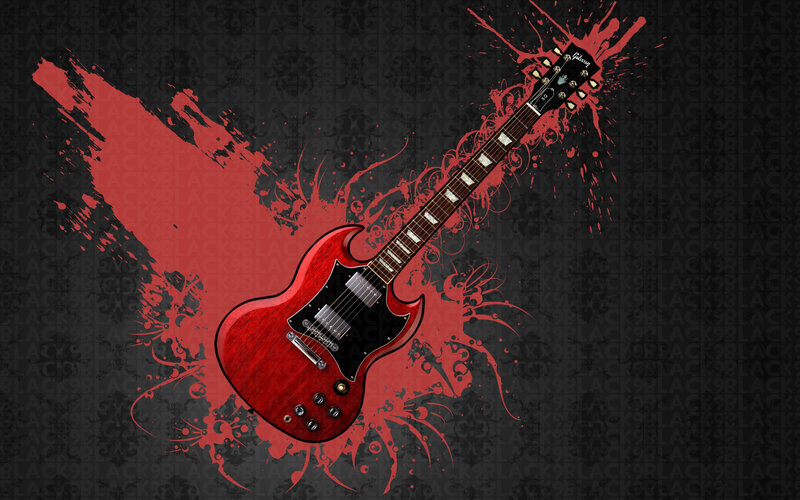 red electric guitar artwork