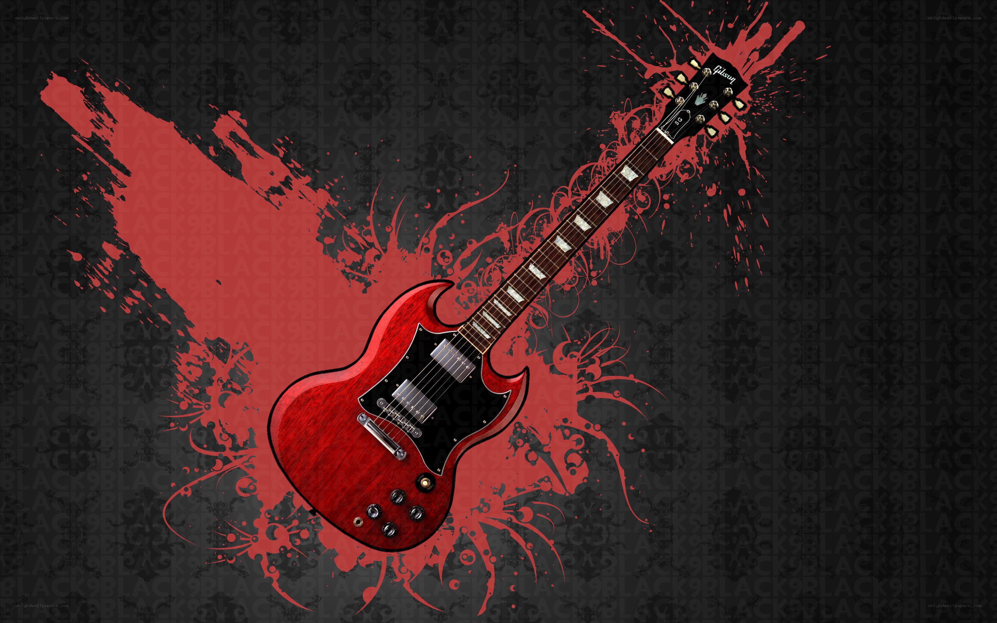 red electric guitar artwork