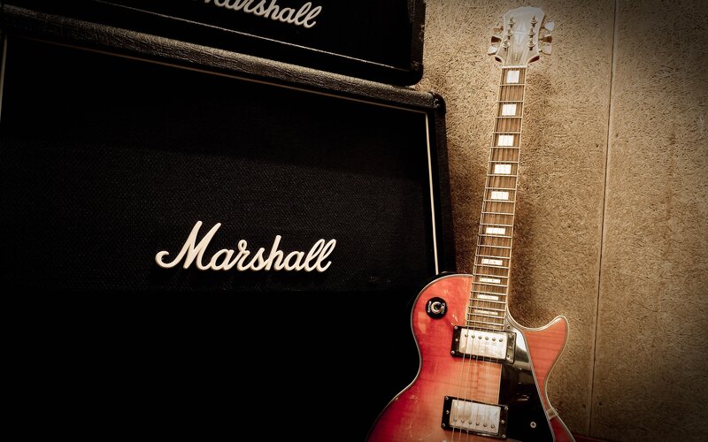 Red Electric Guitar — Black, Dramatic
