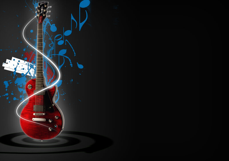 Red Electric Guitar — Black