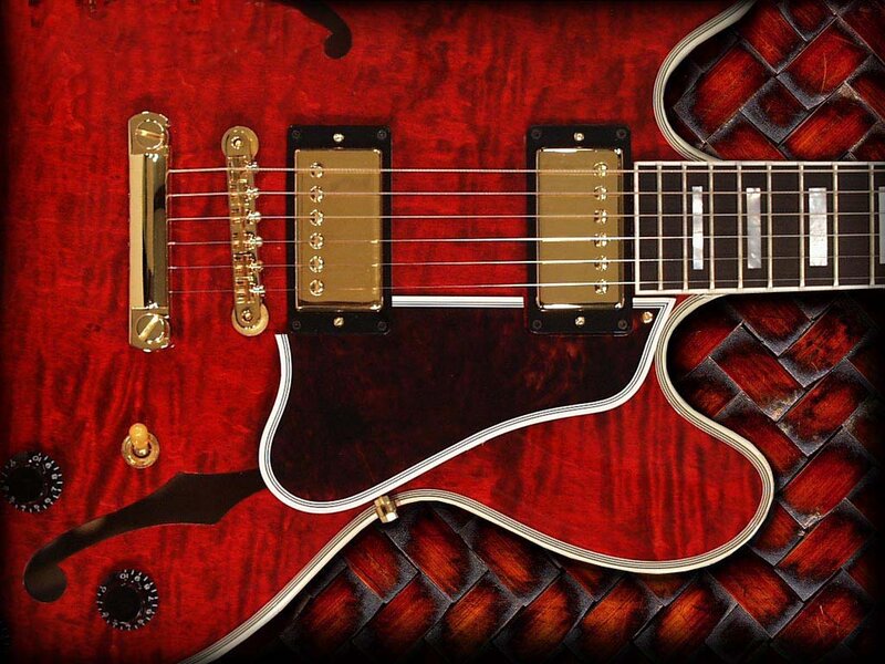red electric guitar close-up