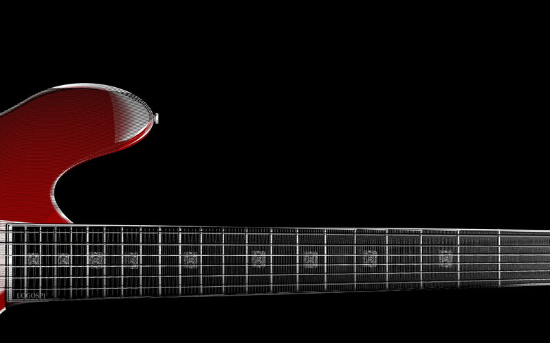 Red Electric Guitar — Dramatic, Digital Art