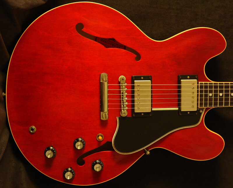 Red Electric Guitar — Neutral, Photograph, Pickups, Control Knobs