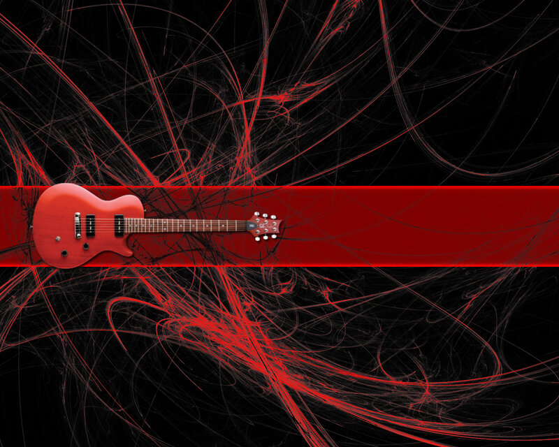 Red electric guitar on abstract background