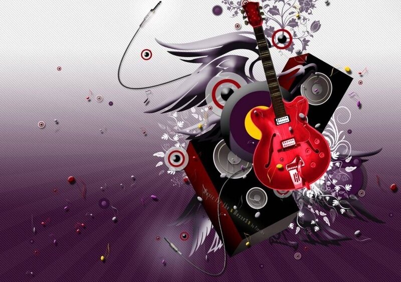 Red Electric Guitar — Purple