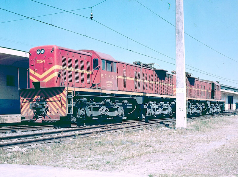 Red Electric Locomotive — Calm, Afternoon, Photograph