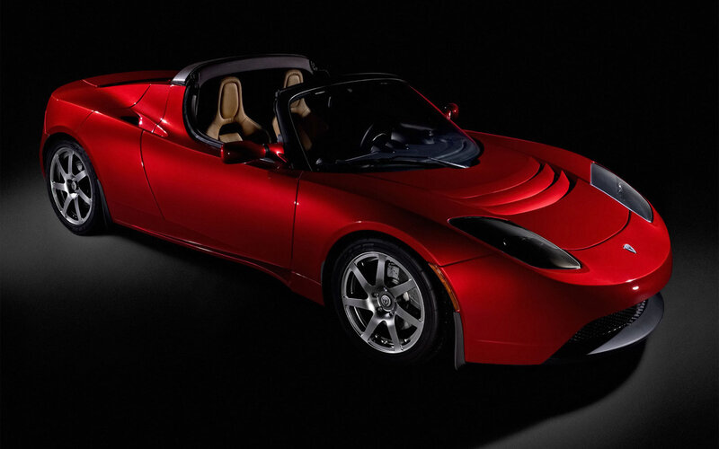 Red Electric Roadster — Dramatic