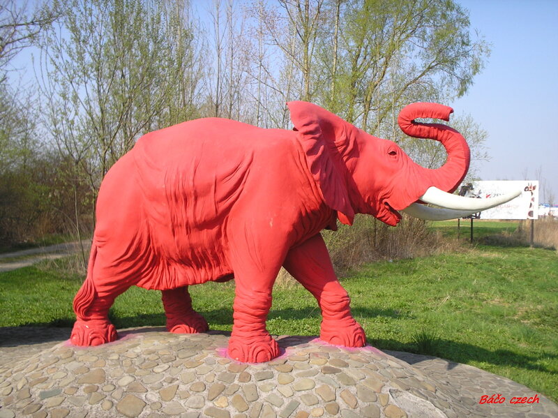 Red Elephant Statue