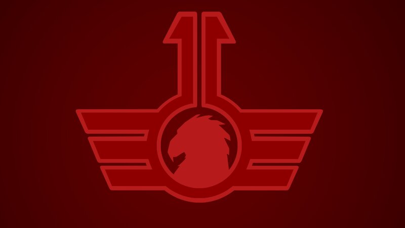 red emblem with eagle and wings