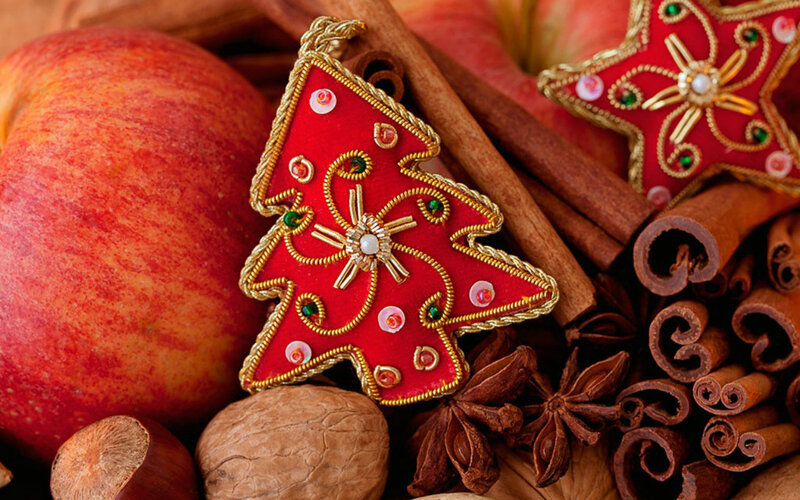Red Embroidered Ornaments